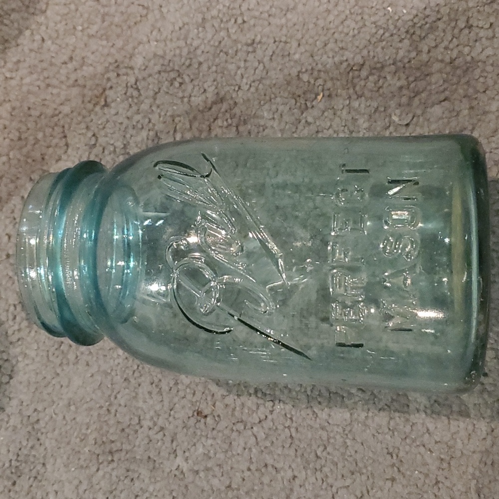 Vintage aqua blue Ball Mason jar